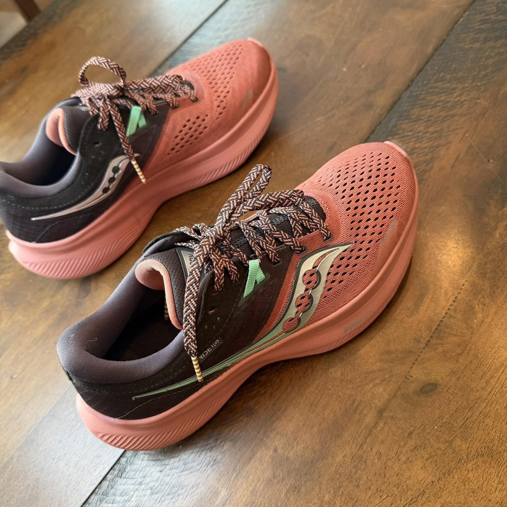 Saucony Ride 16 Shoes Womens Size 7.5 Pink Brown Running Sneakers S10830-27